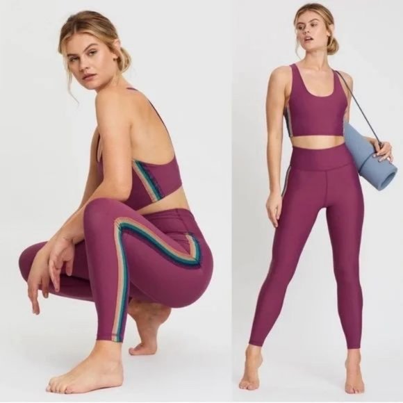 Spiritual Gangster leggings XS Essential High Waisted Yoga rainbow tuxedo stripe - Picture 14 of 16